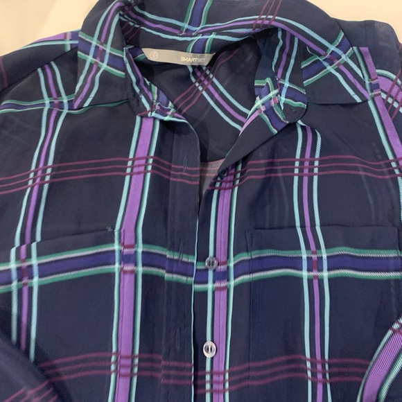 blue transparent blouse with two pockets - Picture 7 of 9